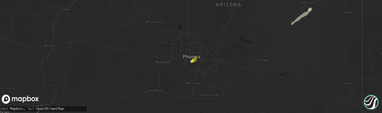 Hail map in Phoenix, AZ on October 5, 2021