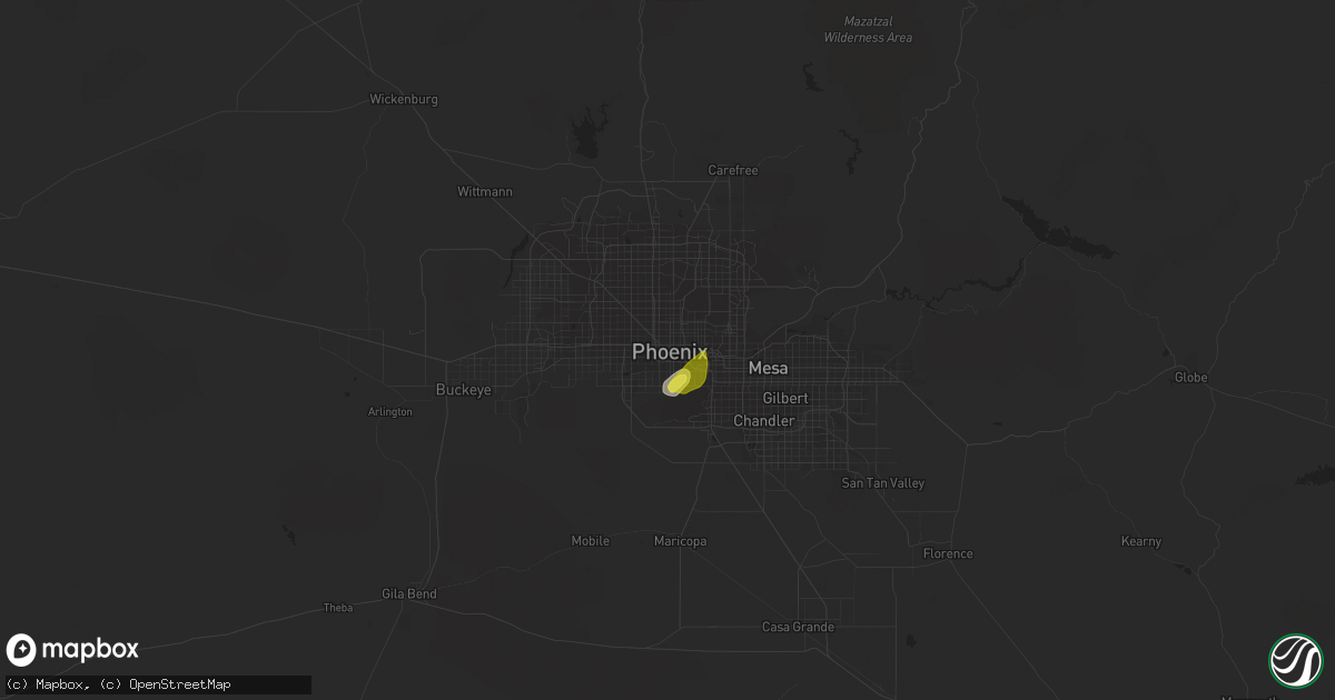 Hail map in Phoenix, AZ on October 5, 2021