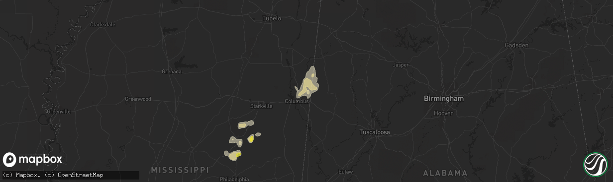 Hail map in Steens, MS on October 5, 2021