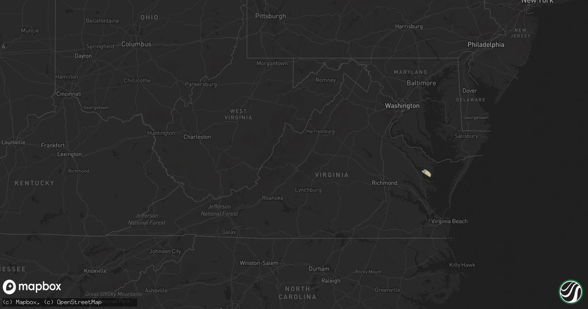 Hail map in Virginia on October 5, 2021