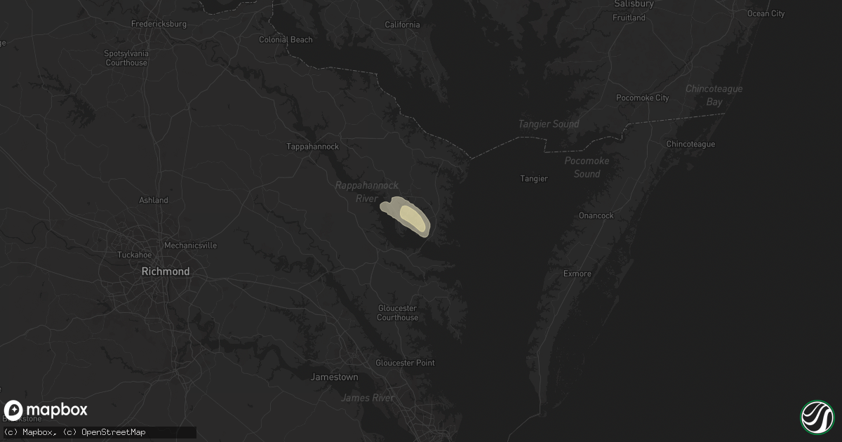 Hail map in Weems, VA on October 5, 2021