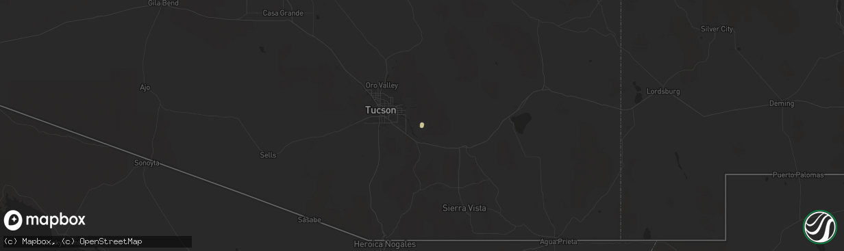 Hail map in Tucson, AZ on October 5, 2022