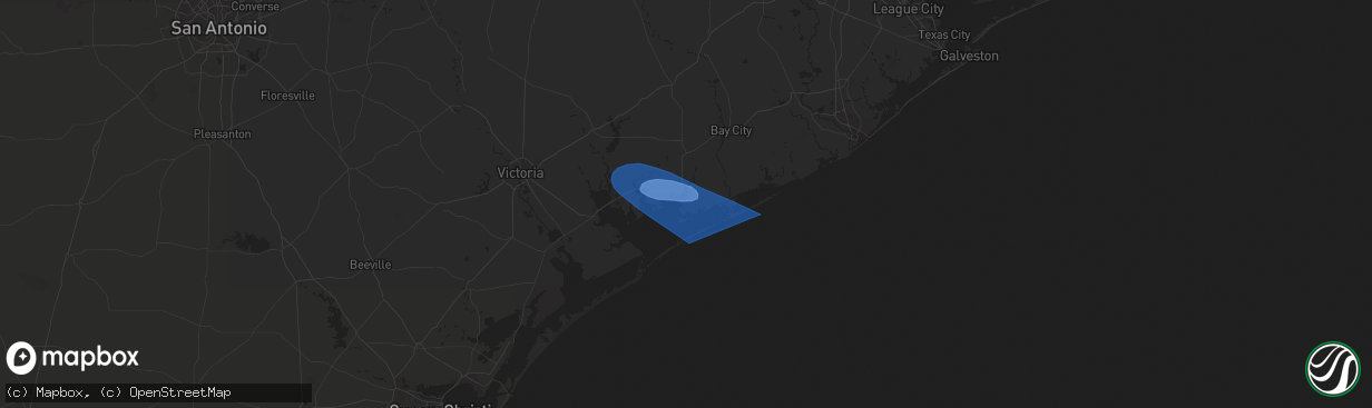 Hail map in Palacios, TX on October 5, 2023