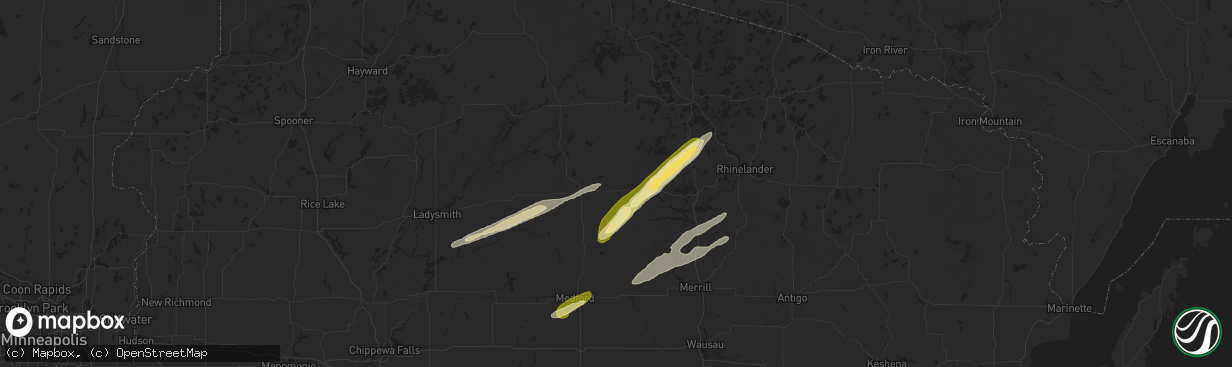 Hail map in Brantwood, WI on October 5, 2024