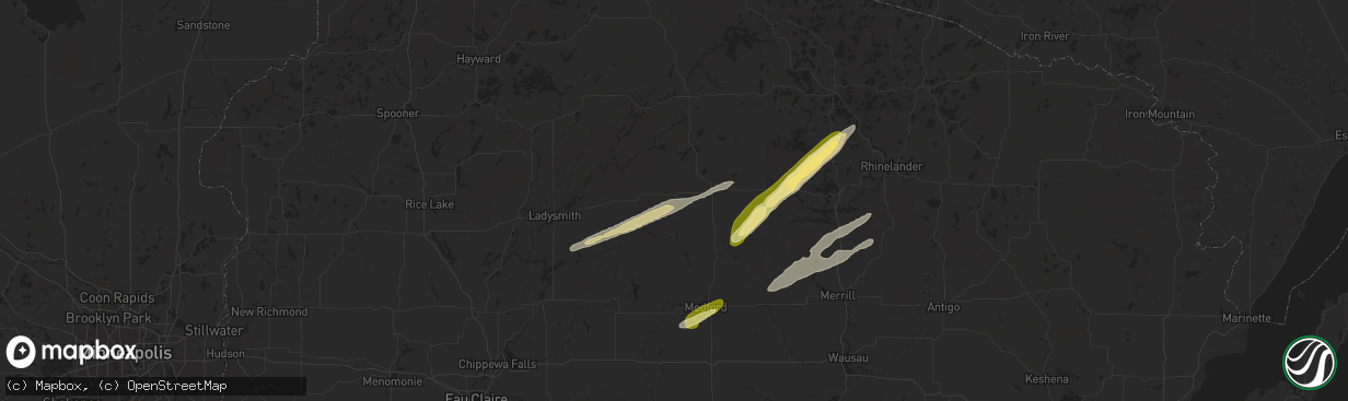 Hail map in Catawba, WI on October 5, 2024