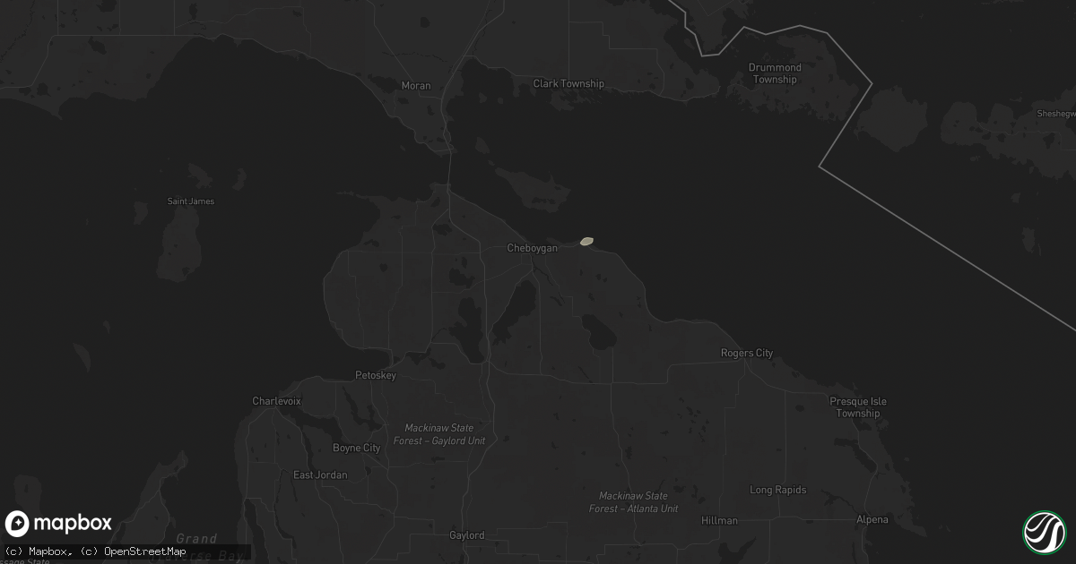 Hail map in Cheboygan, MI on October 5, 2024