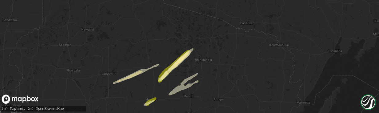 Hail map in Harshaw, WI on October 5, 2024