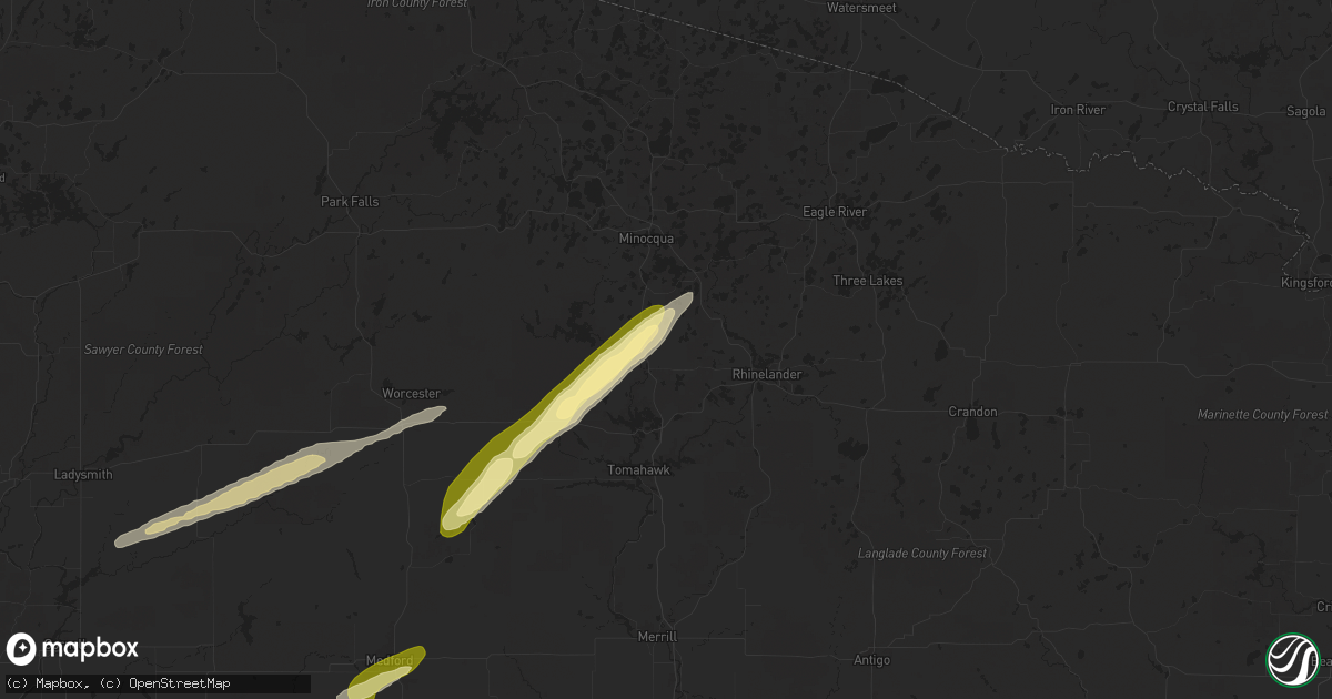 Hail map in Harshaw, WI on October 5, 2024