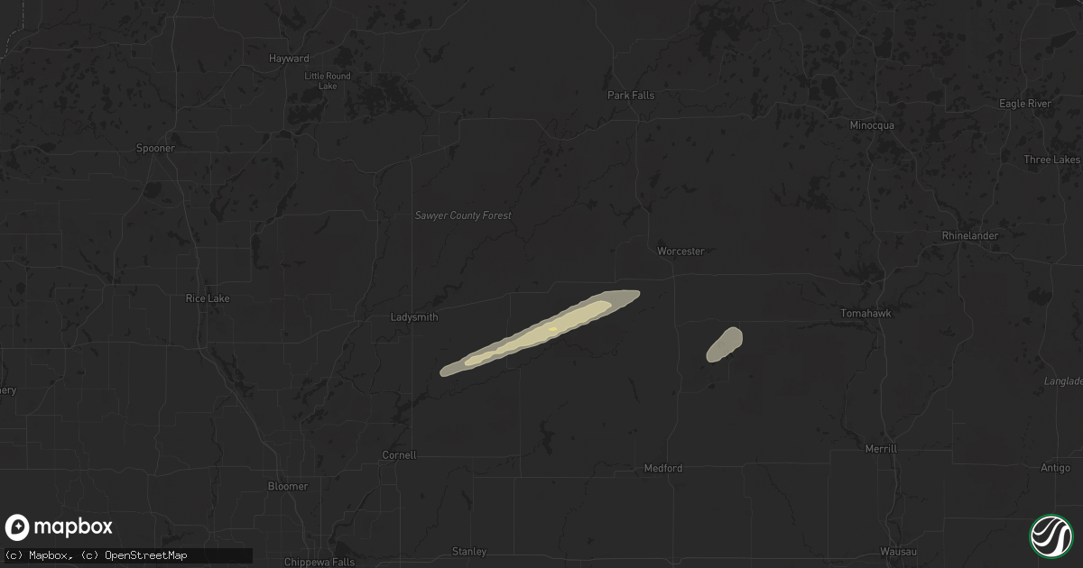Hail map in Hawkins, WI on October 5, 2024