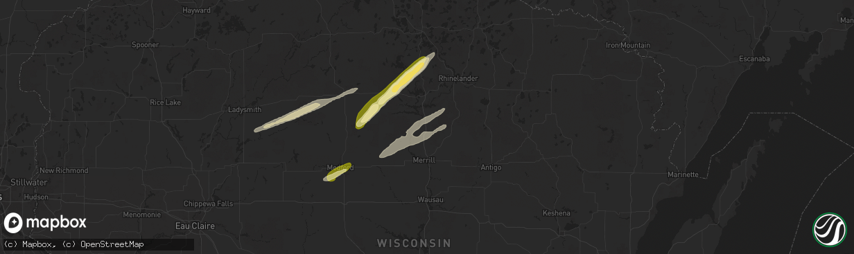 Hail map in Irma, WI on October 5, 2024