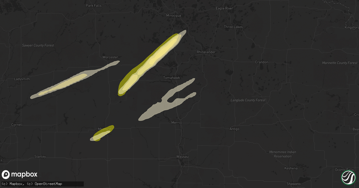 Hail map in Irma, WI on October 5, 2024