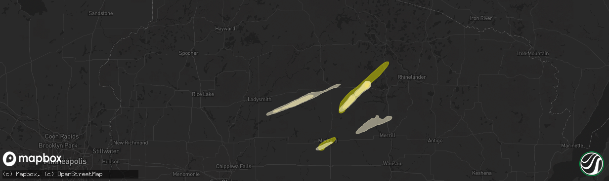 Hail map in Kennan, WI on October 5, 2024