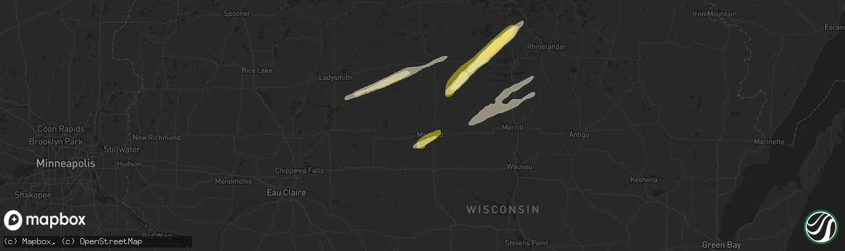 Hail map in Medford, WI on October 5, 2024