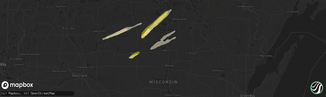 Hail map in Merrill, WI on October 5, 2024