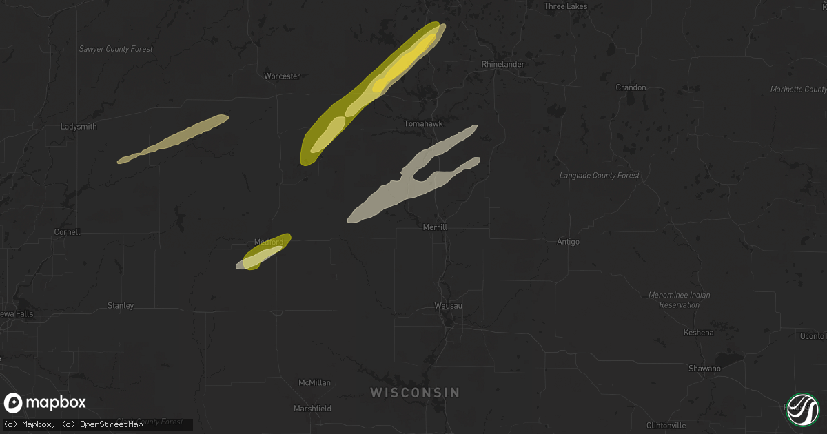 Hail map in Merrill, WI on October 5, 2024