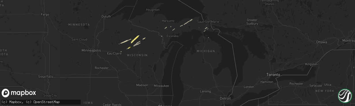 Hail map in Michigan on October 5, 2024