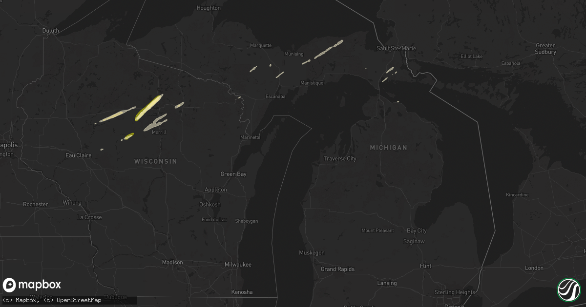 Hail map in Michigan on October 5, 2024