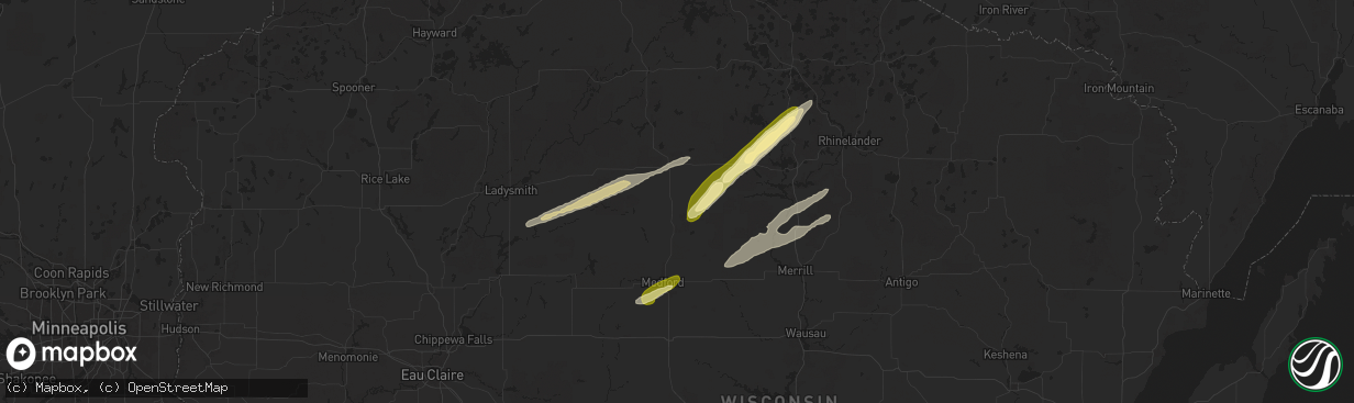 Hail map in Ogema, WI on October 5, 2024