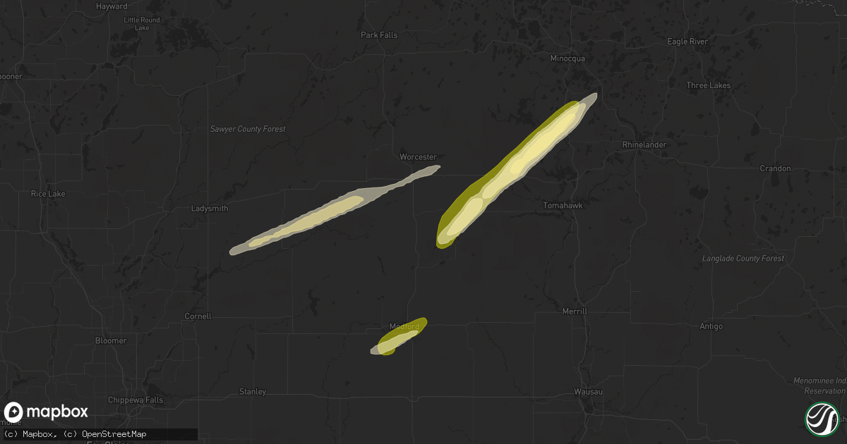 Hail map in Ogema, WI on October 5, 2024