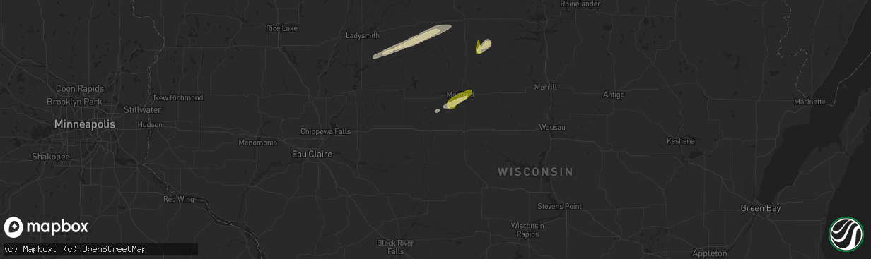 Hail map in Owen, WI on October 5, 2024