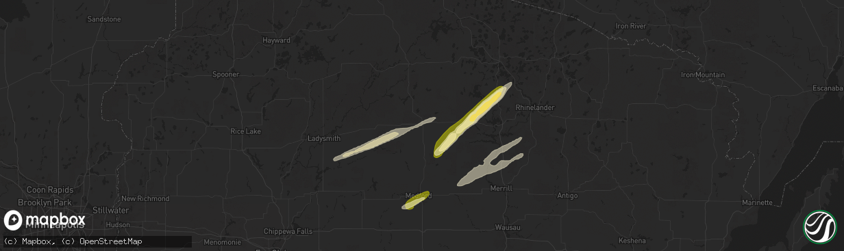 Hail map in Prentice, WI on October 5, 2024