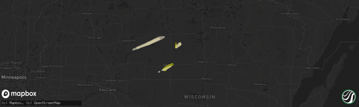 Hail map in Rib Lake, WI on October 5, 2024