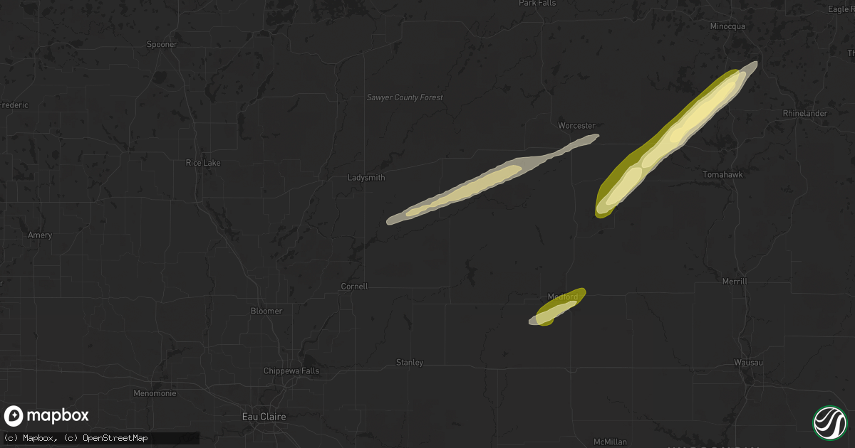 Hail map in Sheldon, WI on October 5, 2024