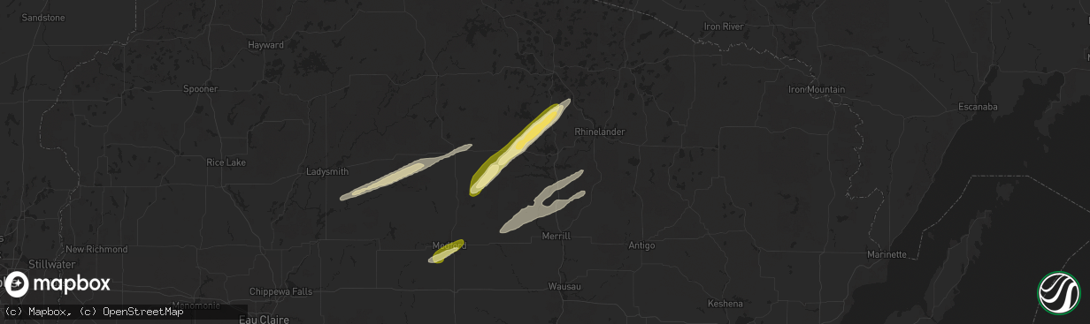 Hail map in Tomahawk, WI on October 5, 2024