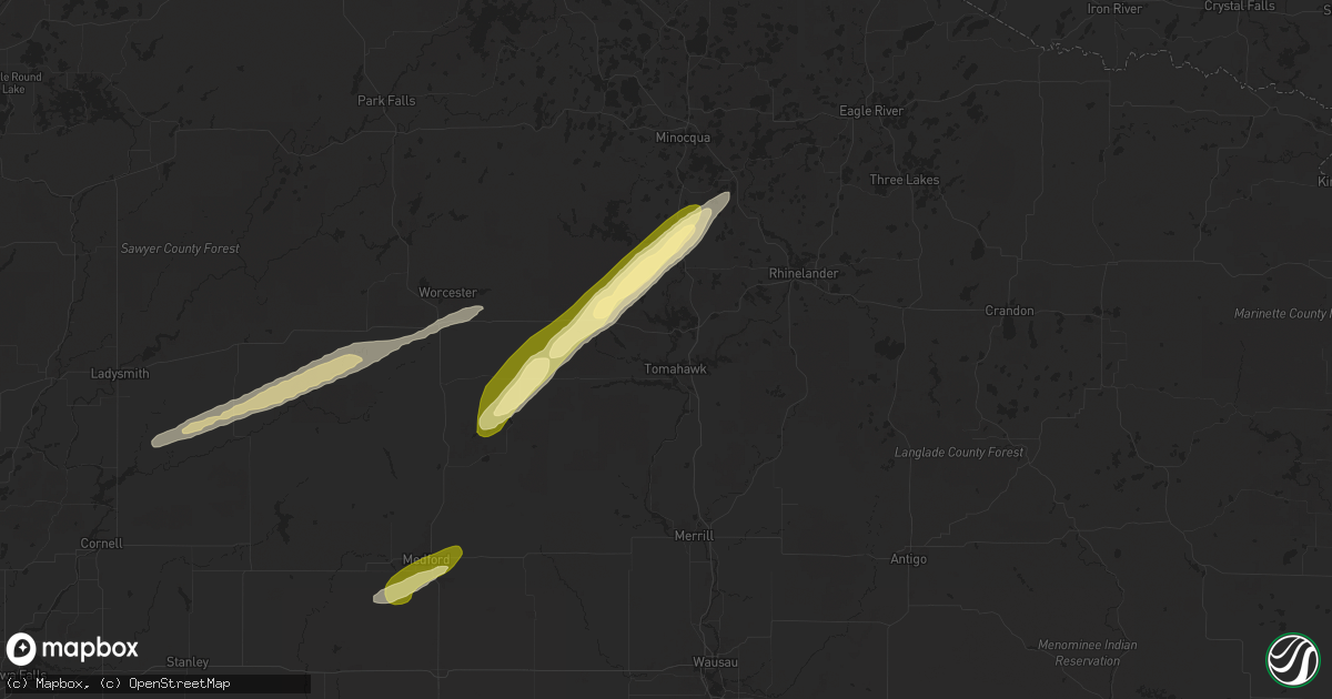 Hail map in Tomahawk, WI on October 5, 2024