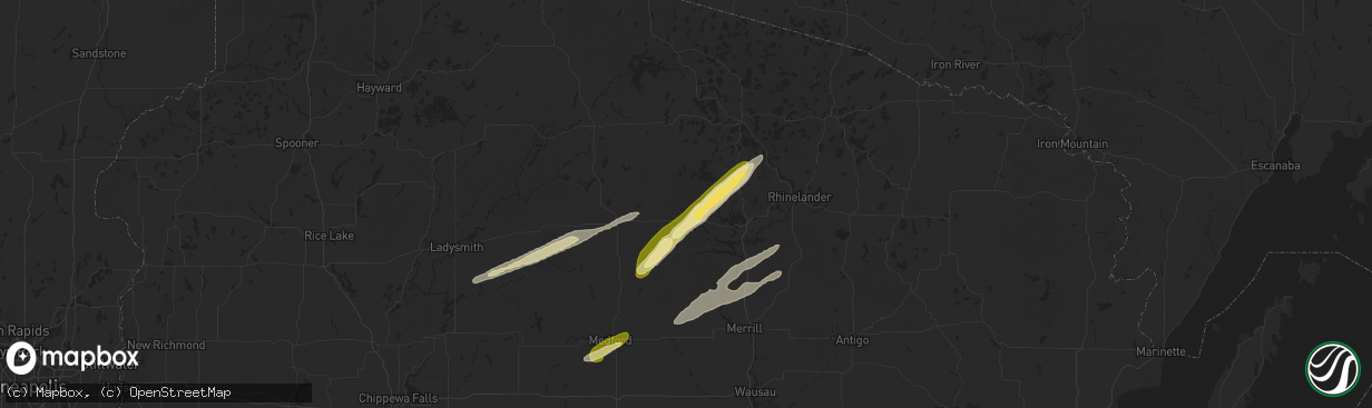 Hail map in Tripoli, WI on October 5, 2024