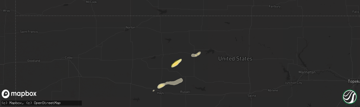 Hail map in Alton, KS on October 5, 2025