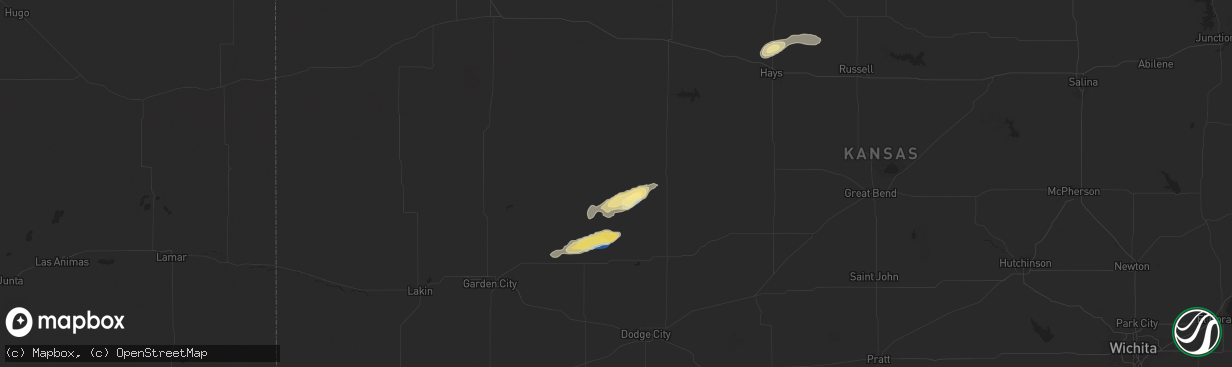 Hail map in Beeler, KS on October 5, 2025