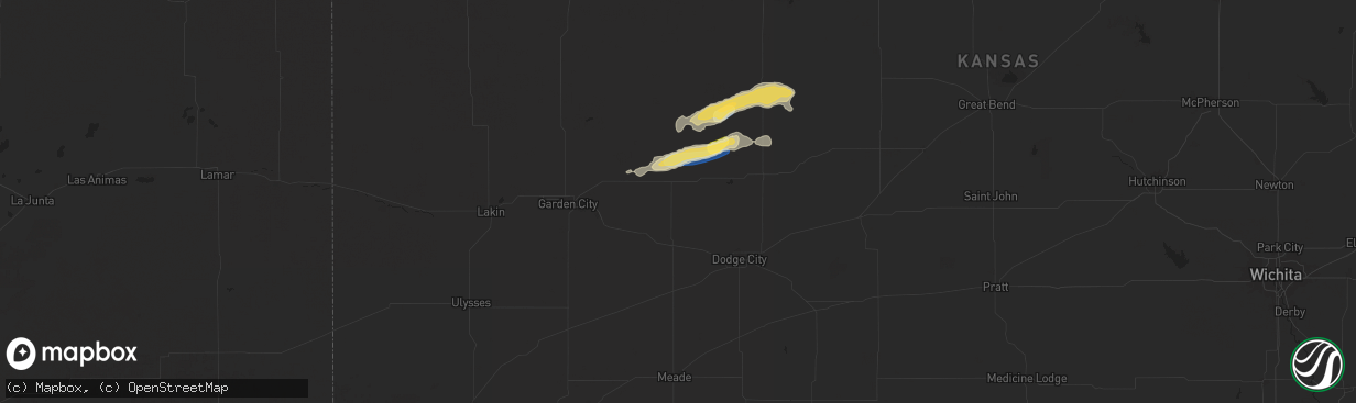 Hail map in Cimarron, KS on October 5, 2025