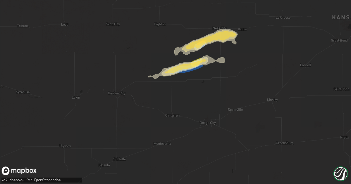 Hail map in Cimarron, KS on October 5, 2025