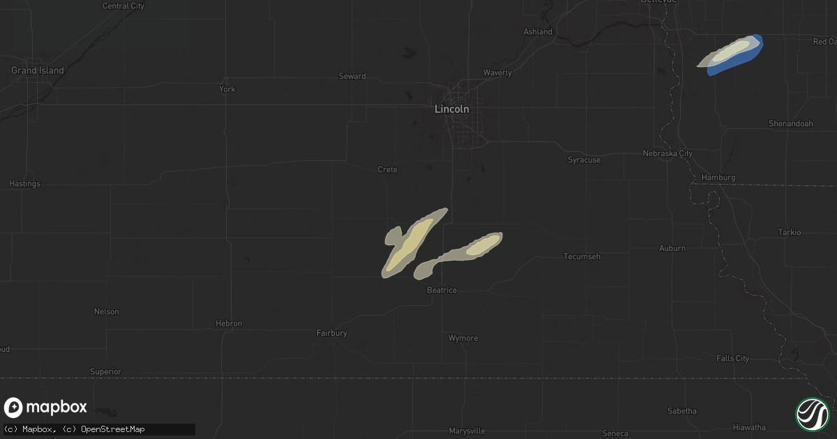 Hail map in Clatonia, NE on October 5, 2025
