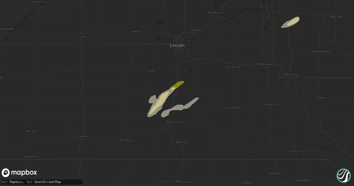 Hail map in Cortland, NE on October 5, 2025
