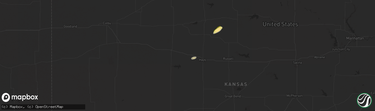 Hail map in Ellis, KS on October 5, 2025