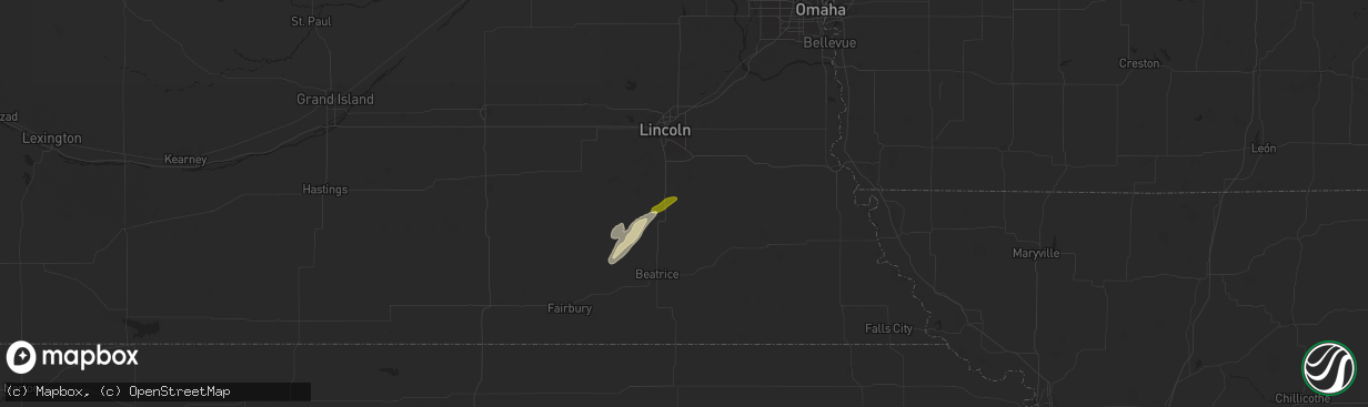Hail map in Firth, NE on October 5, 2025