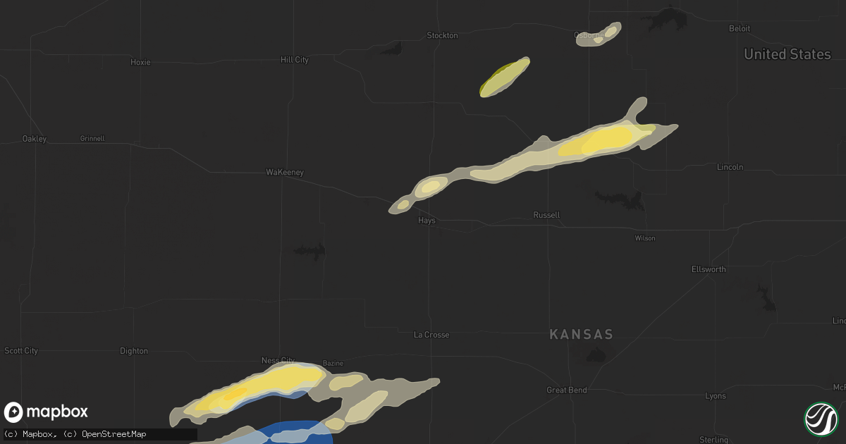 Hail map in Hays, KS on October 5, 2025