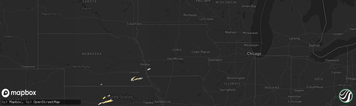 Hail map in Iowa on October 5, 2025