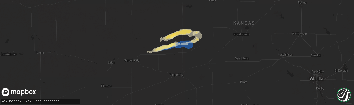 Hail map in Jetmore, KS on October 5, 2025