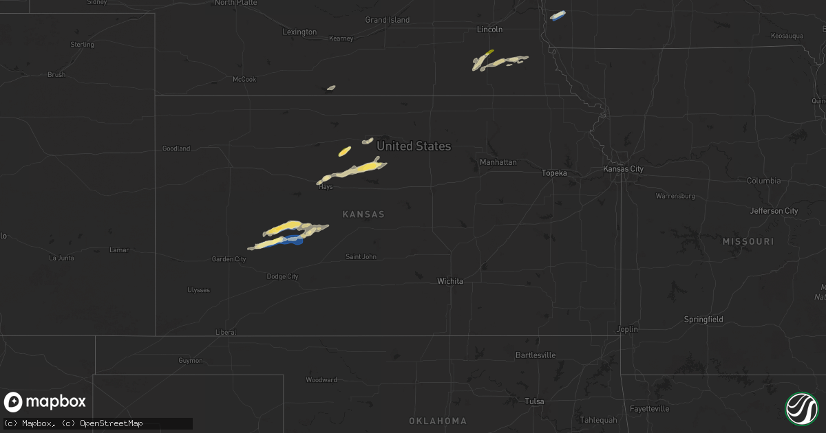 Hail map in Kansas on October 5, 2025