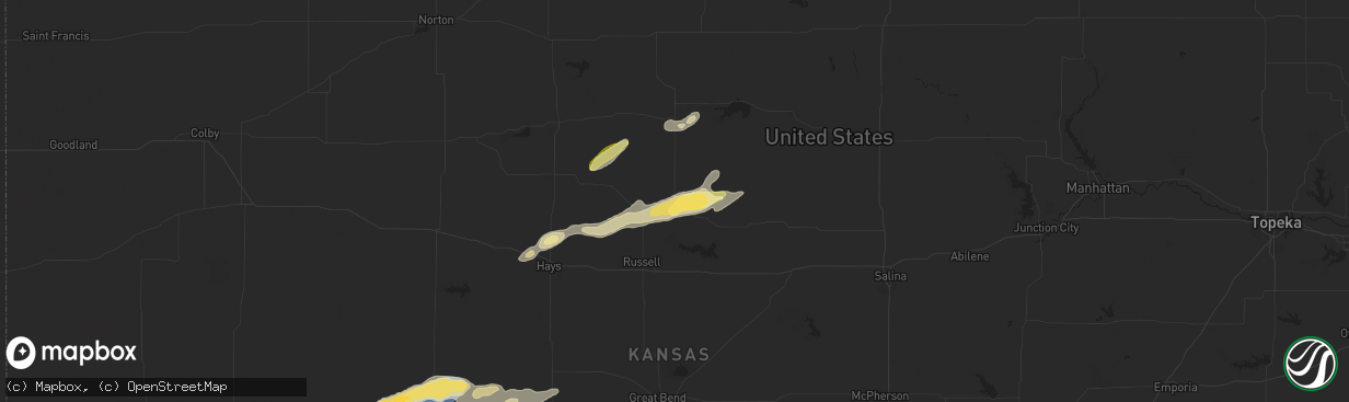 Hail map in Luray, KS on October 5, 2025