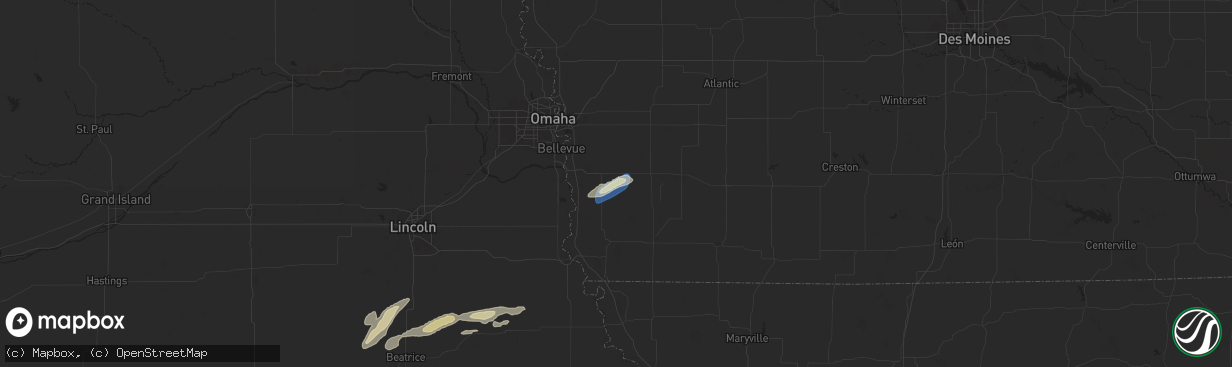 Hail map in Malvern, IA on October 5, 2025