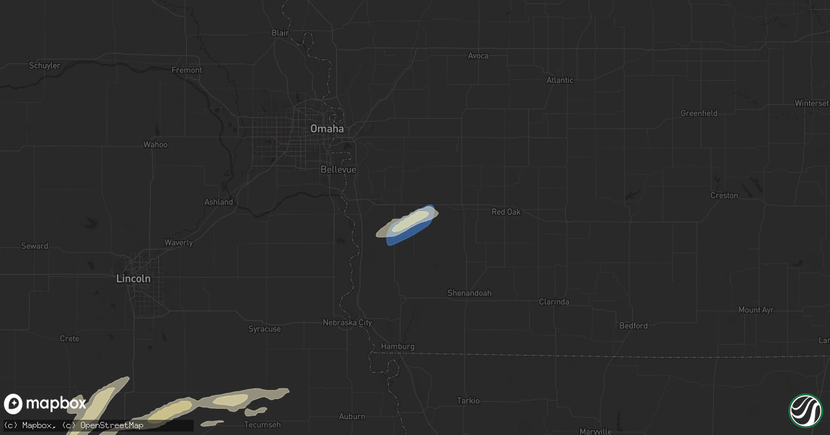 Hail map in Malvern, IA on October 5, 2025