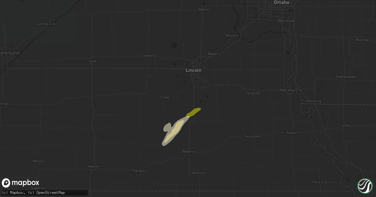 Hail map in Martell, NE on October 5, 2025