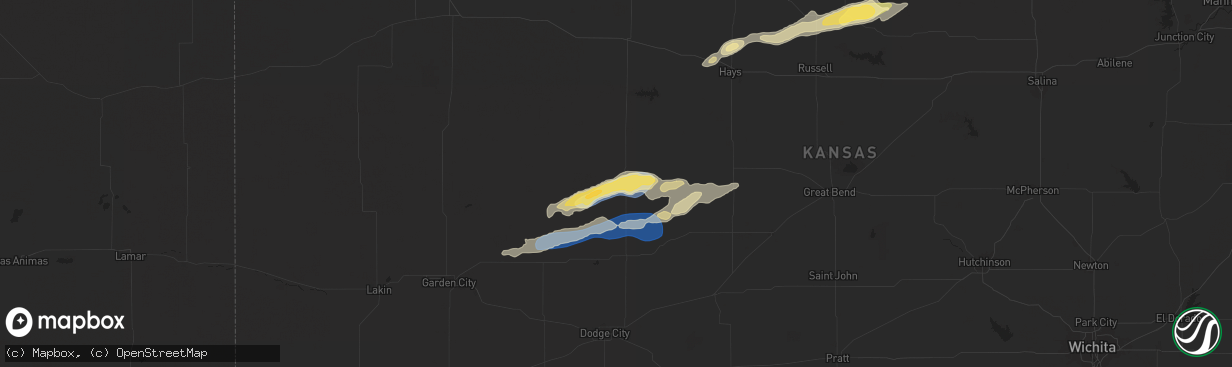 Hail map in Ness City, KS on October 5, 2025