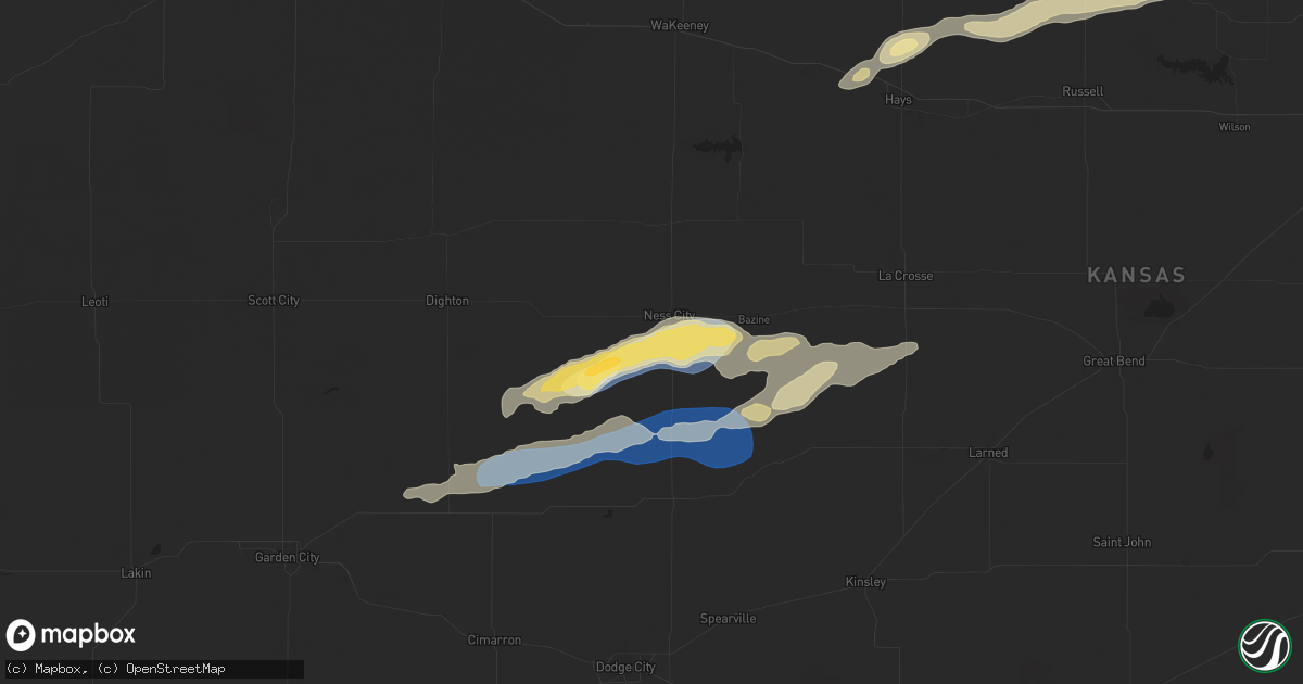 Hail map in Ness City, KS on October 5, 2025