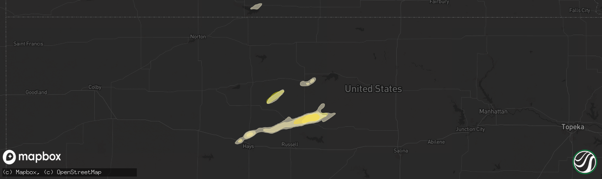Hail map in Osborne, KS on October 5, 2025