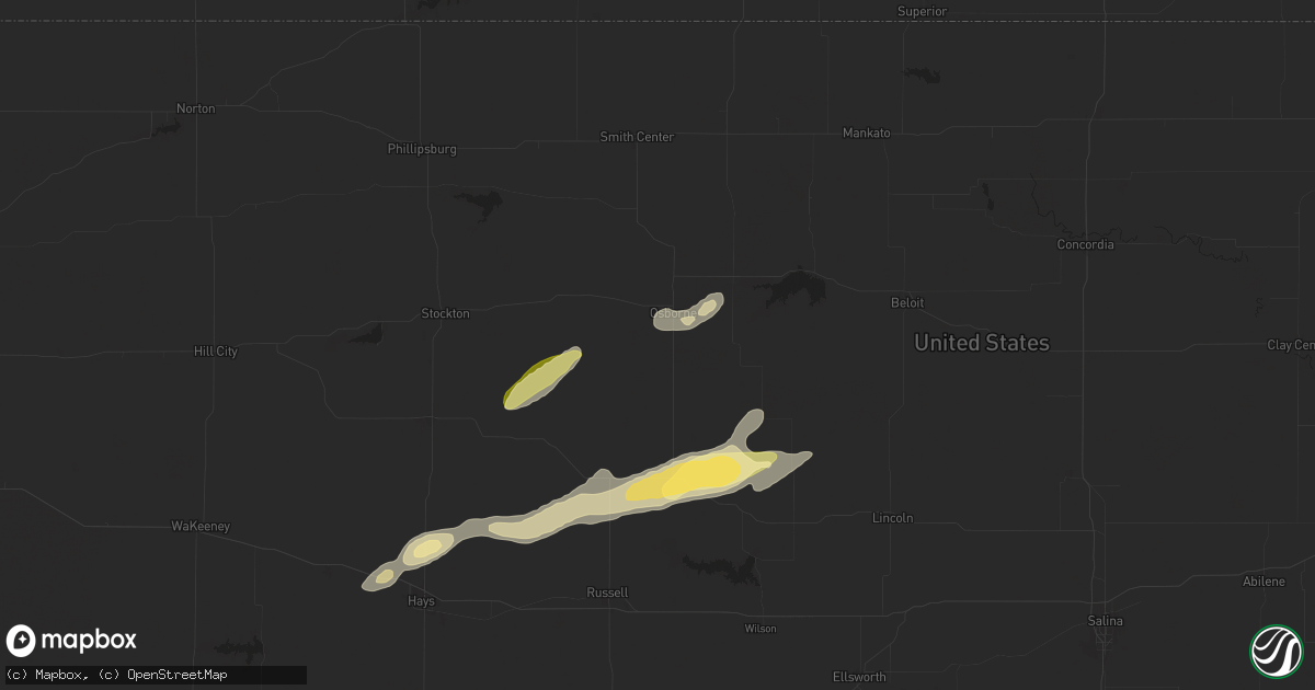 Hail map in Osborne, KS on October 5, 2025